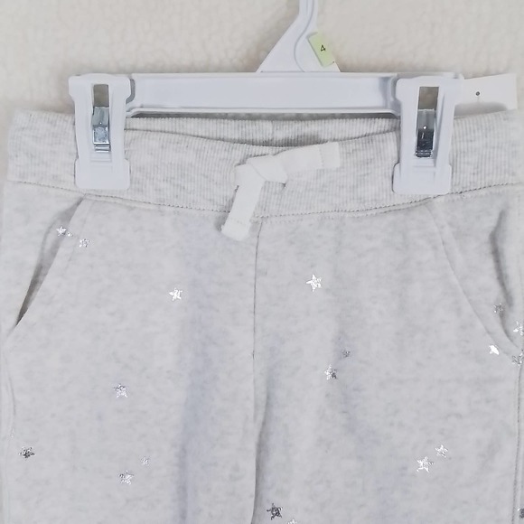 Oshkosh Fleece Lined Jogger Girls Size 4 in Heather Grey w/ Silver‎ Stars - Picture 5 of 12